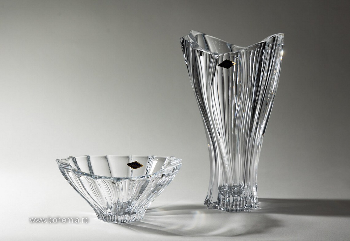 Bohemia Crystalin VENUS PLANTICA vase 32cm and bowl 22 cm